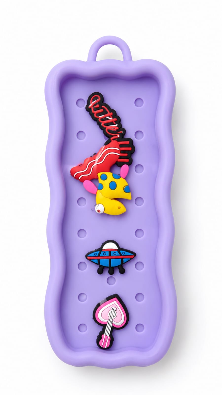 Cute Lavender Silicone Pencil Pouch for Kids | Large Capacity Stationery Organizer with Decorative Charms