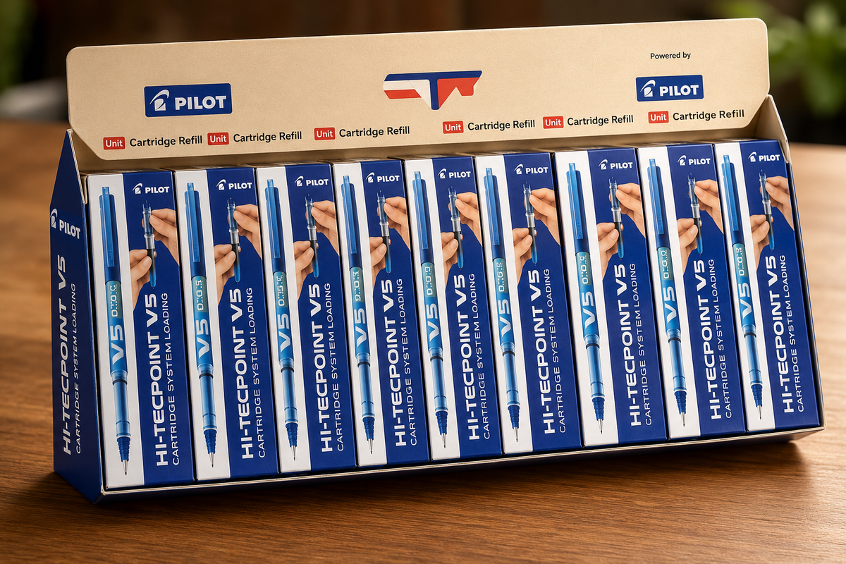 Pilot Hi-Tecpoint V5 Cartridge System Pure Liquid Ink Pen Set of 6 Blue | Smooth Roller Pen
