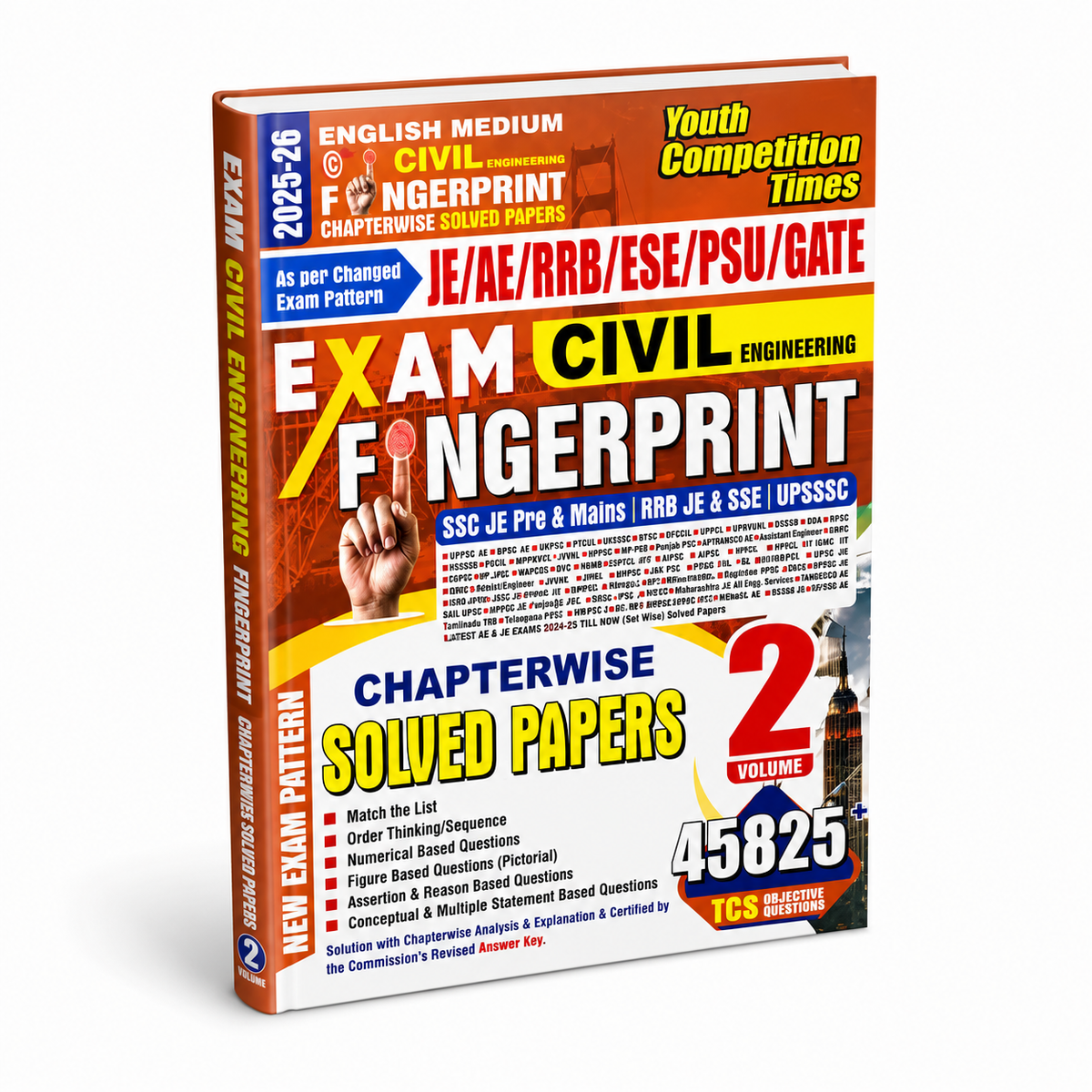 Youth Civil Engineering Exam Fingerprints (Volume-2) 45825 TCS Solved Paper Edition 2025-2026 (English Medium)