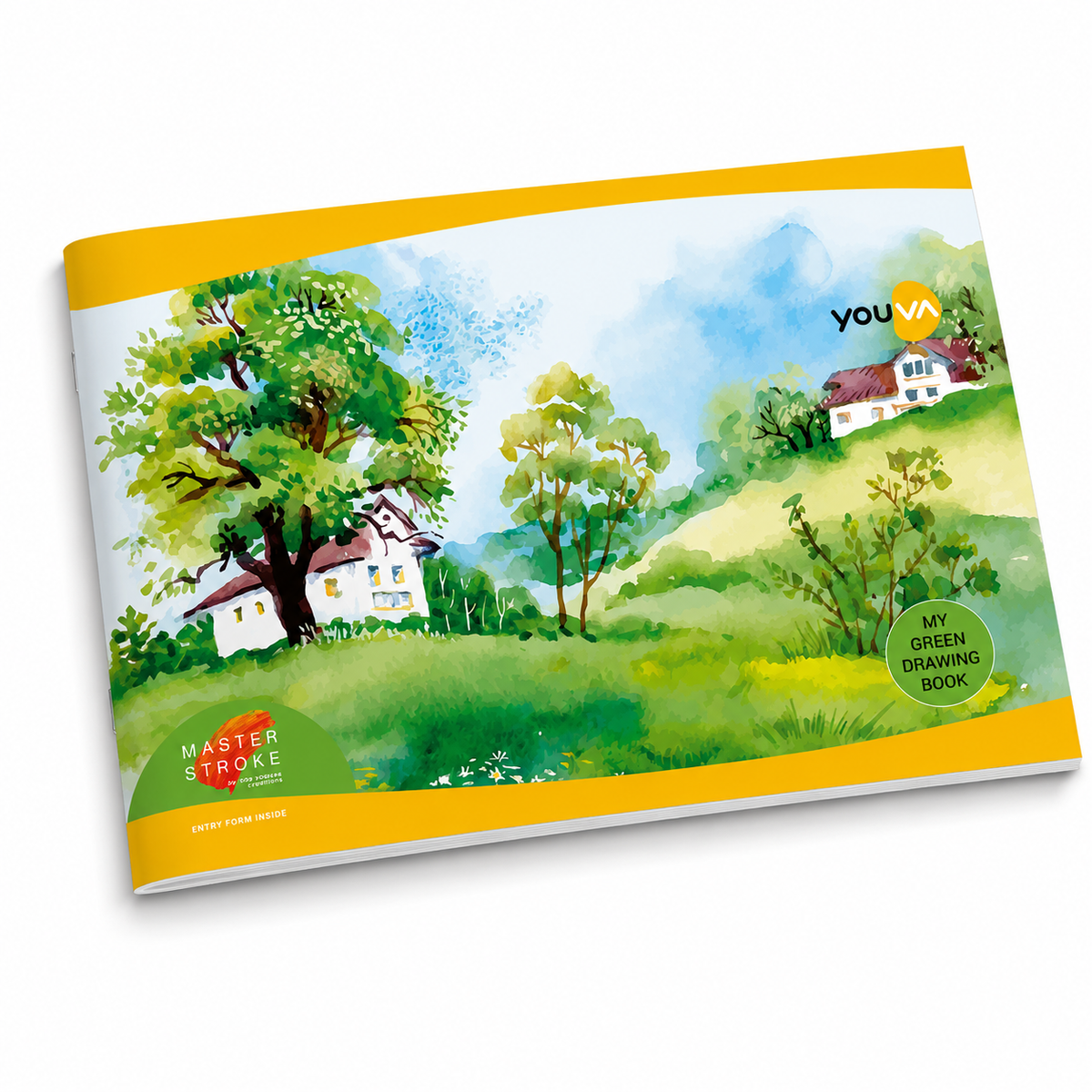 Youva Green Drawing Notebook – 21 × 29.7 cm, 56 Pages | Plain Drawing Paper