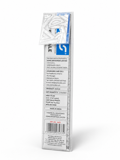 DOMS Plastic Scale 15 cm (5 Inch) Transparent Measuring Ruler Accurate & Durable Straight Ruler for School, Office & Drawing