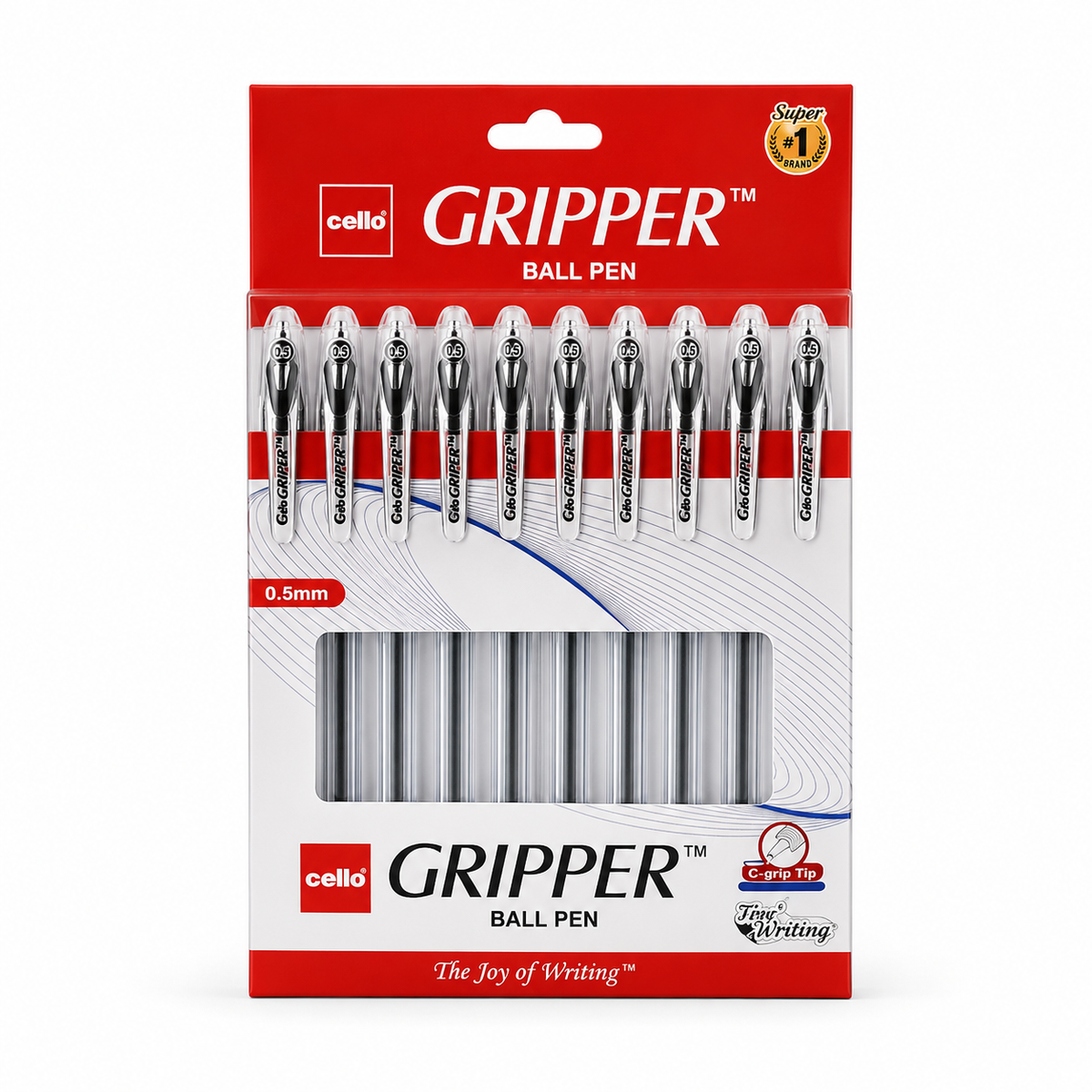 Cello Gripper Ball Pen – Pack of 10 (Black) | Smooth & Comfortable Daily Writing