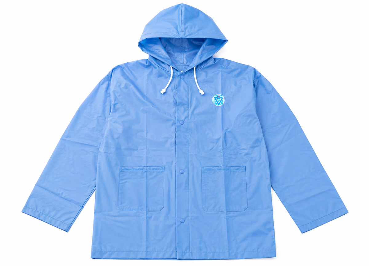 Reusable Waterproof Hooded Raincoat for Men & Women – Lightweight PVC Rain Jacket | Blue