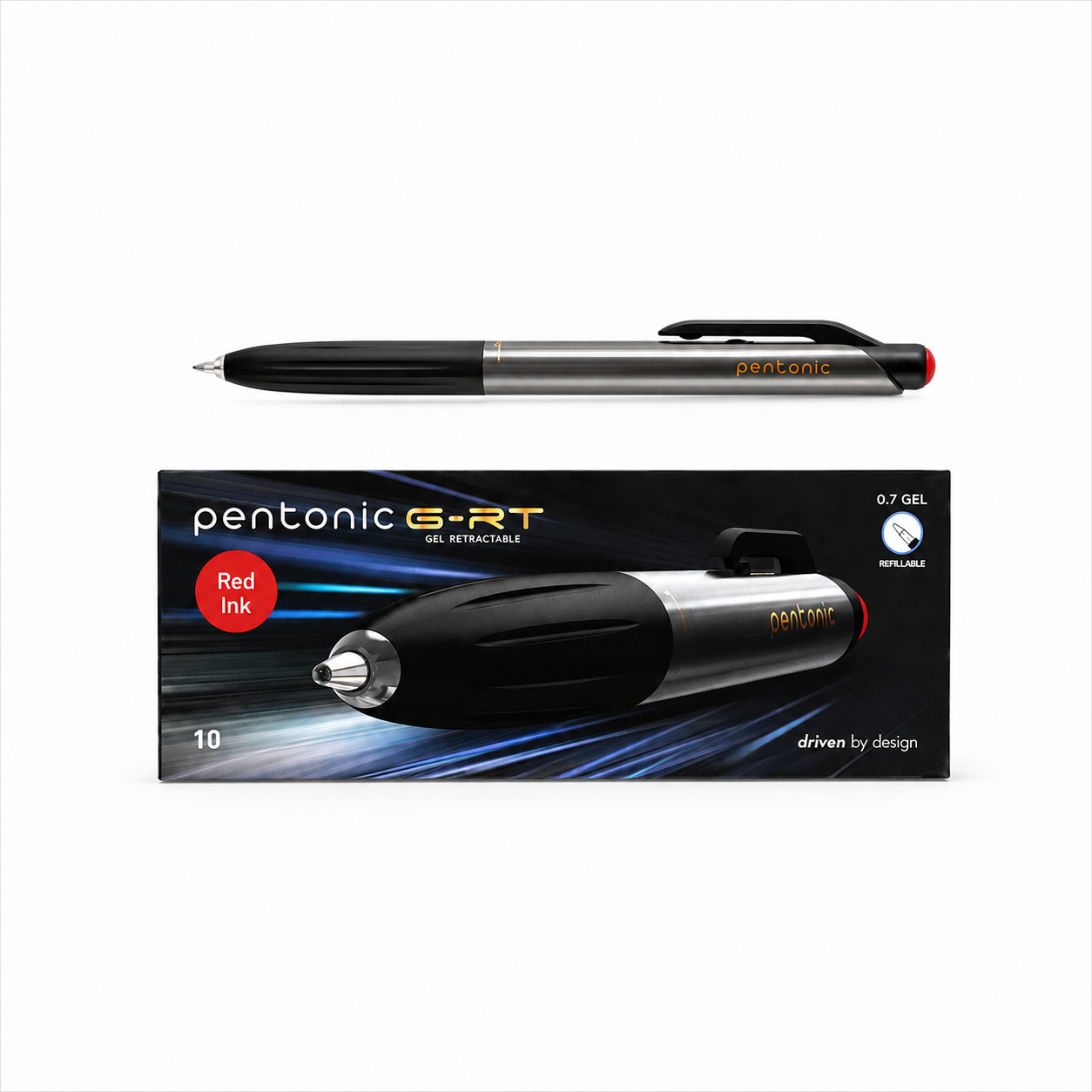 Pentonic G-RT Gel Retractable Pen 10 Units Red