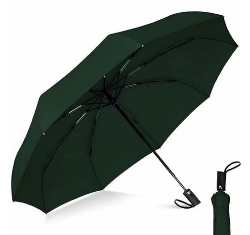 Premium Foldable Umbrella – 24 Inches Windproof & Waterproof Travel Umbrella (Dark Green)