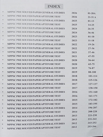 Punekar MPPSC Pre General Studies & Aptitude Test – Chapterwise Solved Papers (2026–2012) (English Medium)