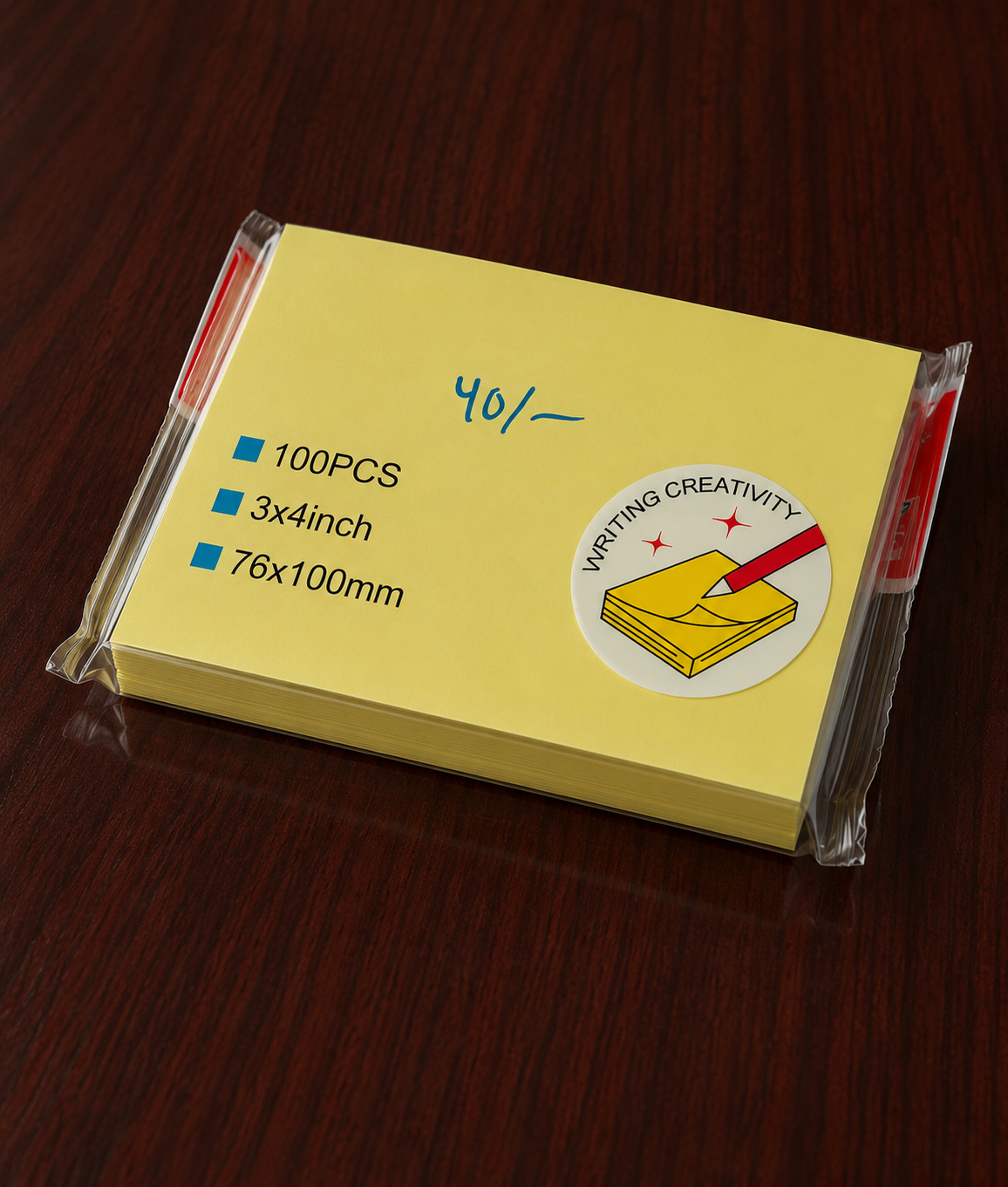 100 Sheets Sticky Notes Memo Pad 3×4 Inch (76 × 100 mm) Self-Adhesive Yellow Notes for Office, School & Home