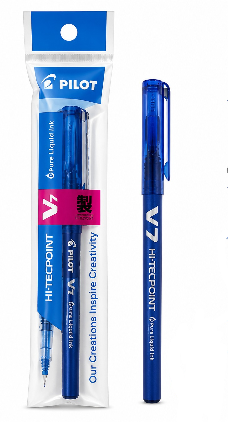 Pilot Hi-Tecpoint V7 Pen Blue – Medium Tip Liquid Ink Roller Pen