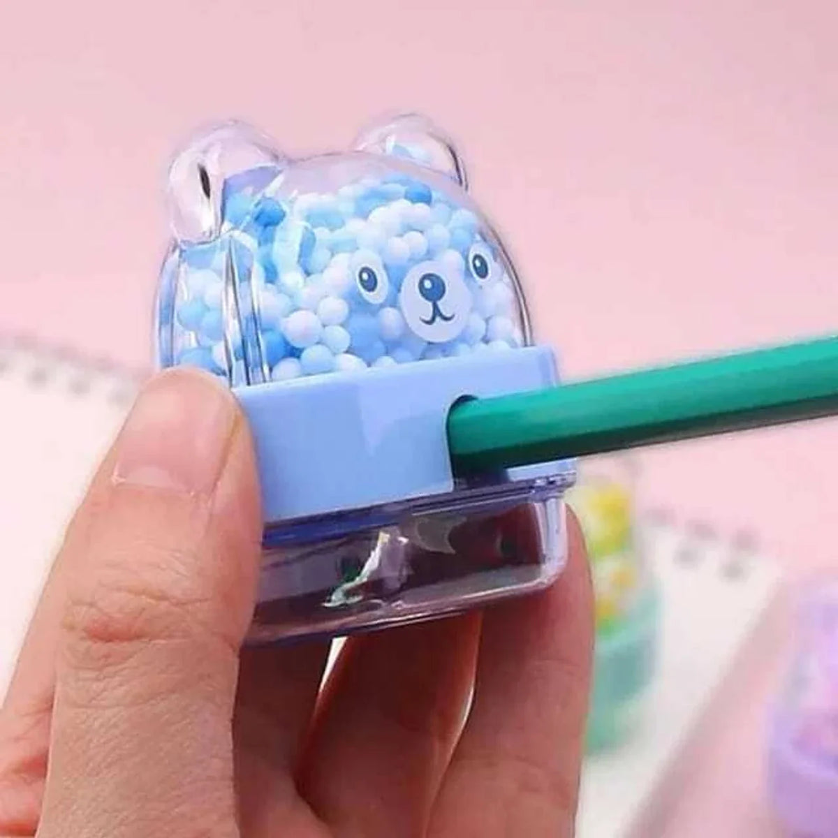 Cute Bear Pencil Sharpener with Shavings Container | Manual Pencil Sharpener for Kids, School & Office