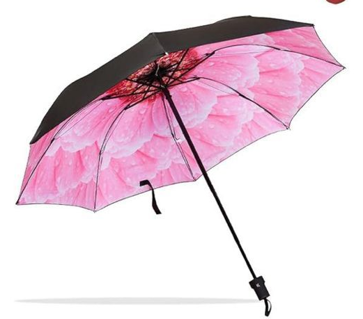 Premium Foldable Umbrella – 24 Inches Windproof & Waterproof Travel Umbrella (Pink Flower)