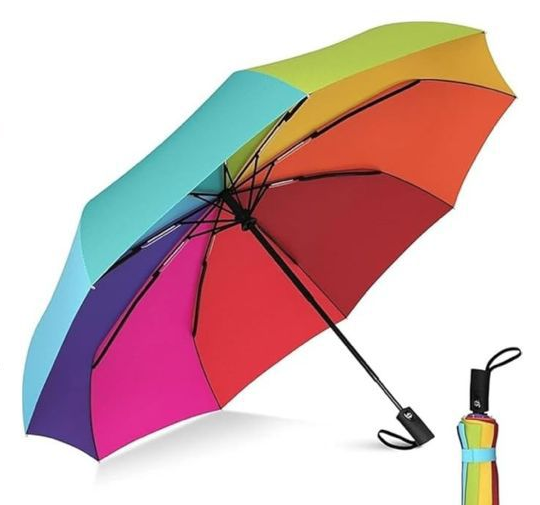 Premium Foldable Umbrella – 24 Inches Windproof & Waterproof Travel Umbrella (Rainbow)
